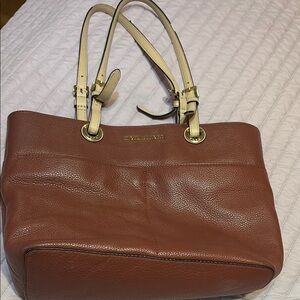 Michael Kors Brown and Cream Shoulder Bag with Gold Hardware